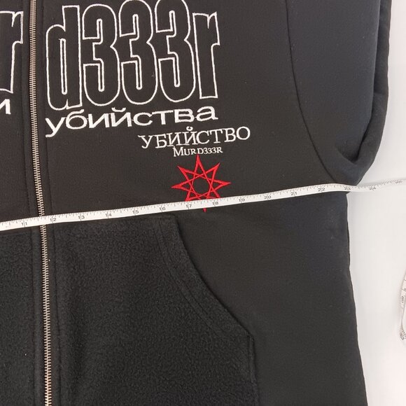 MURD333R.FM x GREEDY UNIT DOUBLE LAYERED BLACK HOODIE - MED - Picture 10 of 12
